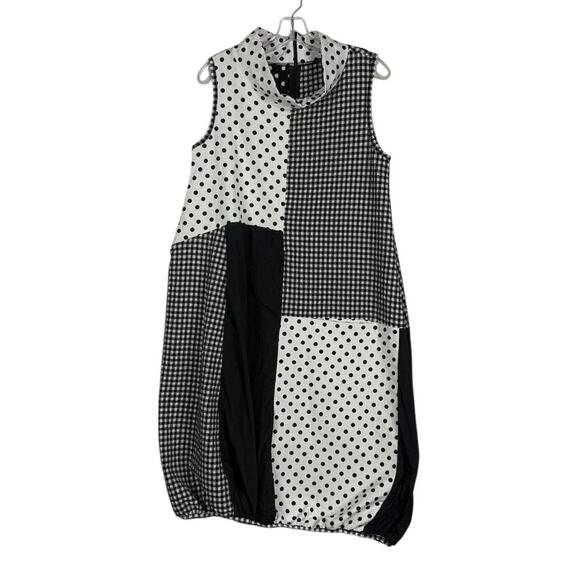 Kozan Alessandra Dress Sleeveless Bubble Hem Black White Womens Small - Picture 1 of 9